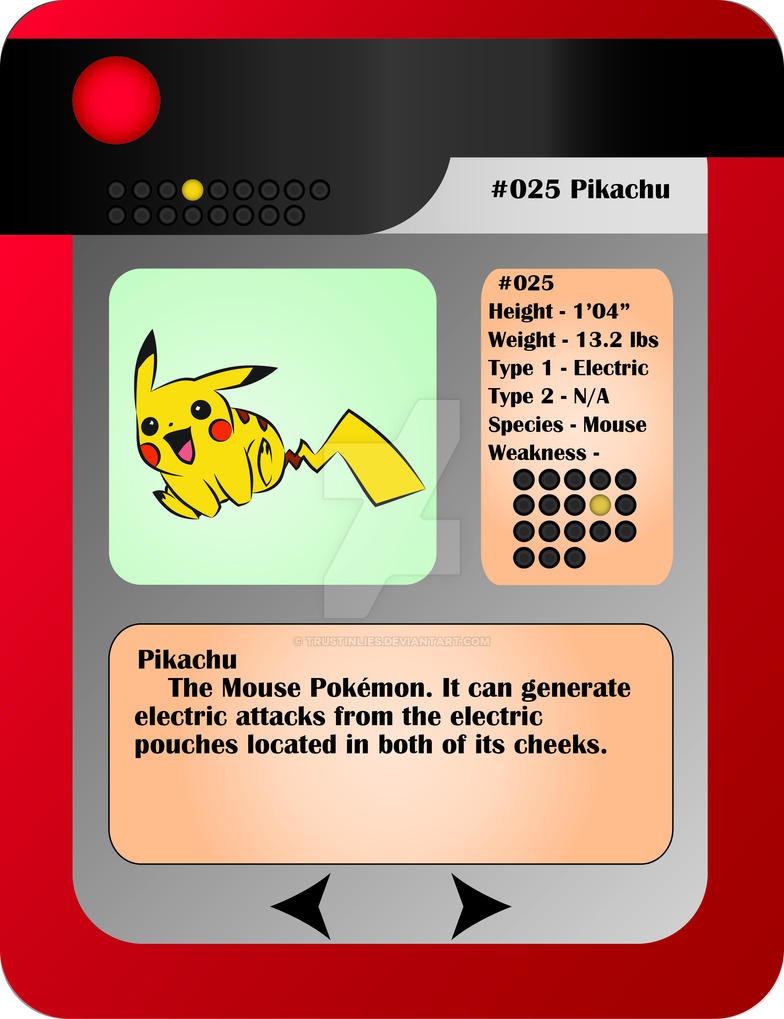 Pikachu Pokedex Entry By Trustinlies On Deviantart