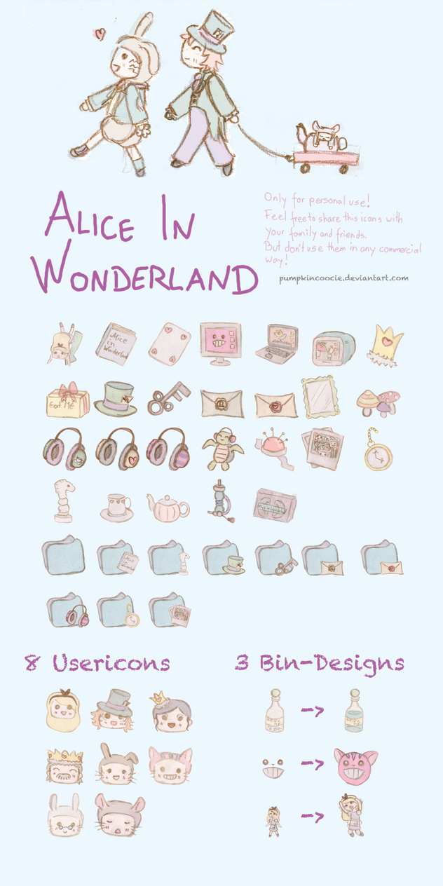 Alice in Wonderland Iconset by PumpkinCoocie