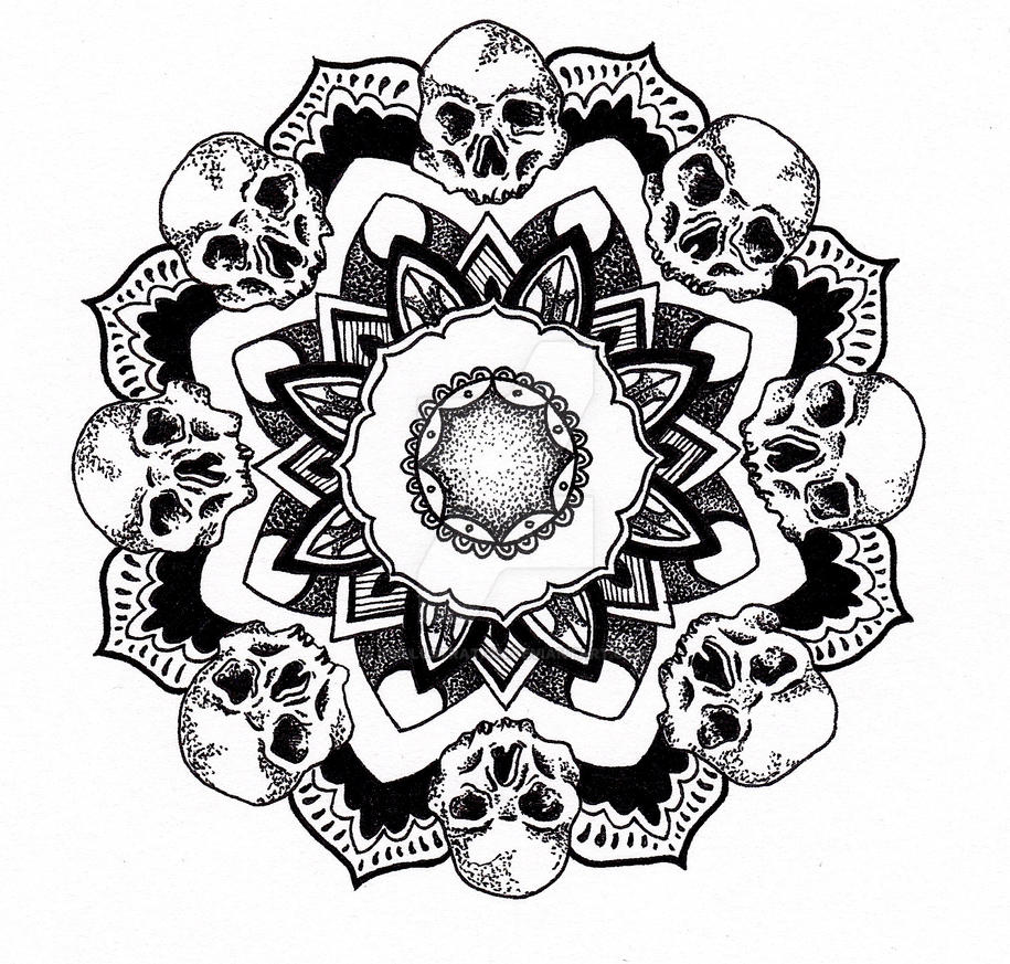mandala skull and roses coloring pages - photo #35