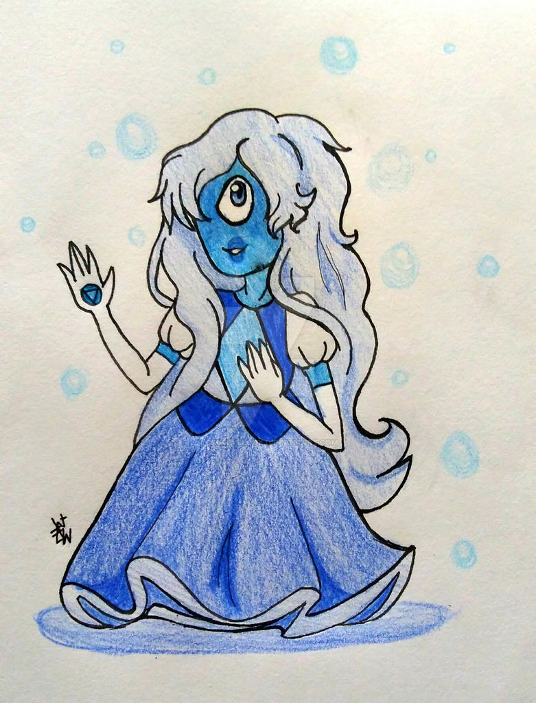 September is the month of the sapphire, so I decided to draw Sapphire from Steven Universe. Traditionally drawn, lined in ink, coloured with coloured pencils. Enjoy!